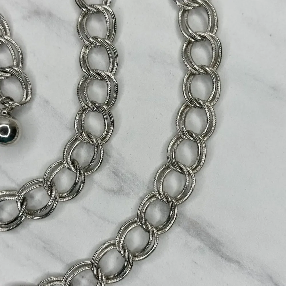 Chunky Textured Silver Tone Chain Link Belt One Size (OS) ✨